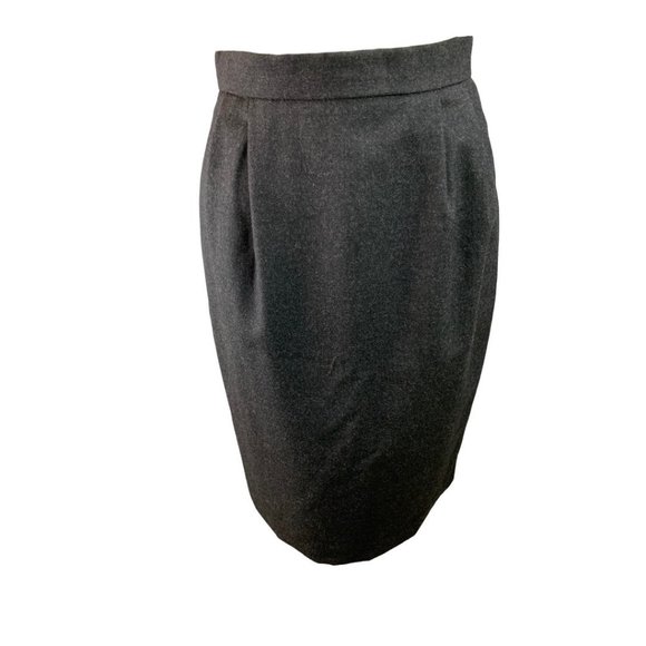 6 Casual Corner 100% Pure Wool Pleated Lined Back Zipper Button Skirt Grey Vinta - Picture 1 of 11